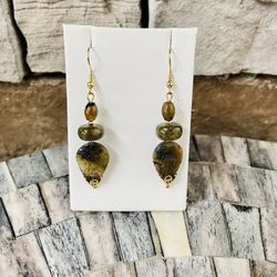 Labradorite Leaf Earrings 