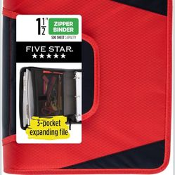 Zipper Binder, 1-1/2 Inch 3-Ring Binder with Round