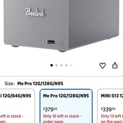 Beelink Mini PC, ME Pro 2 Hard Drive Bays NAS Intel N95 12G LPDDR5 128G M.2 PCIe 3.0 SSD, 3 x M.2 SSD Slots, Dual LAN/File Server/NAS Storage/Network 