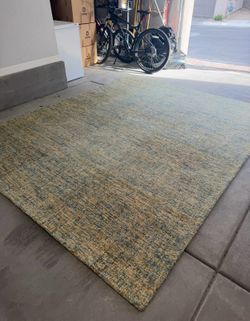 Large Area Rug Blue Gold Neutral Tones