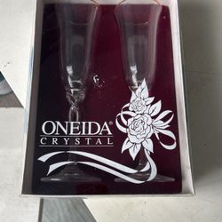 Oneida Crystal Toasting Flutes 