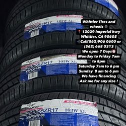 SET OF NEW TIRES 235/55R17 ATLANDER , INCLUDING MOUNTING AND BALANCING. ASK ME FOR ANY SIZE OR BRAND