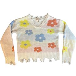 No Comment Girls Frayed Daisy Sweater Size L (14)