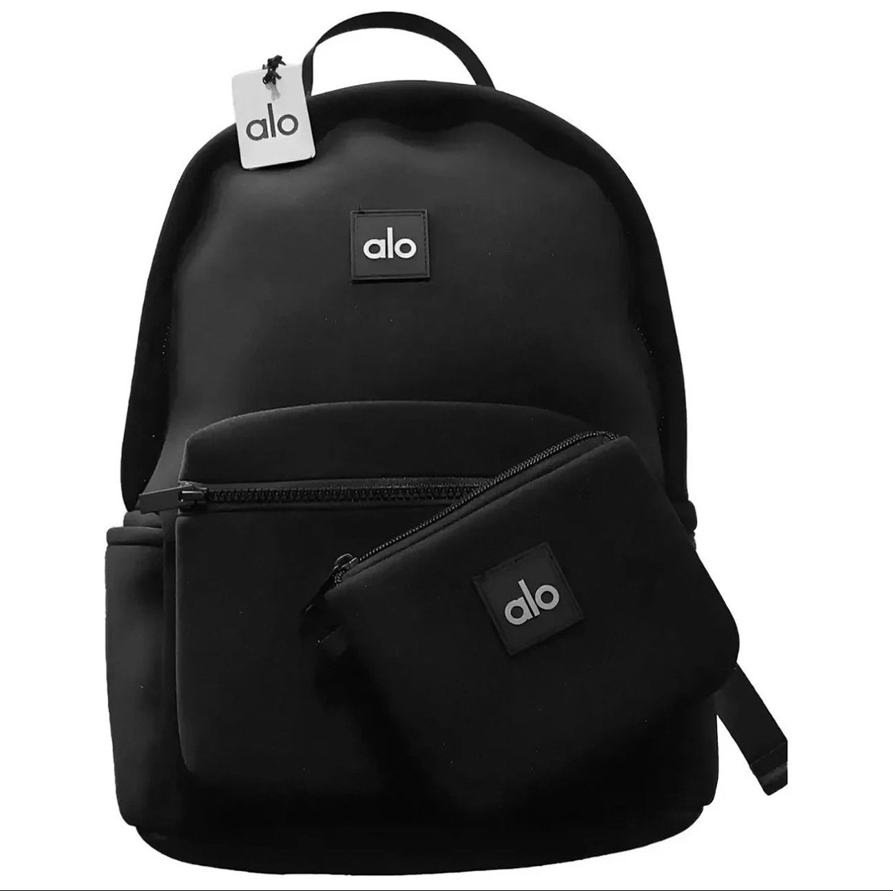 Original Alo Yoga Stow Backpack Black Neoprene with Detachable Pouch Women Men