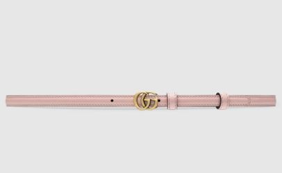 Gucci NWOT Women's Thin Patent Mousse GG Marmont Powder Belt Leather Pastel Pink
