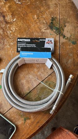 Eastman Icemaker Connector Hose Stainless Steel Braided 10' - 1/4" Inlet 0247028