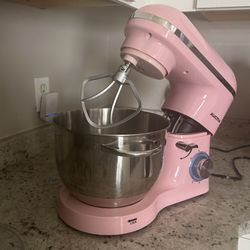 Pink, 8QT Electric Stand Mixer- 900W 6-Speed (Suction Feet)