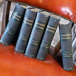 Antique Everybodys Cyclopedia Set 5 Hardcover 1912 Illustrated Vol.1-5 F.Wright