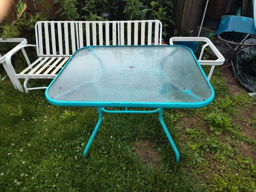 Blue Metal Table