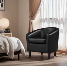 Faux Leather Amor › Chair Armchair Club Chair for Living Room-Black