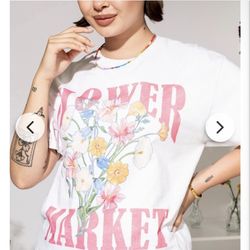 Flower Market Graphic White T-Shirt