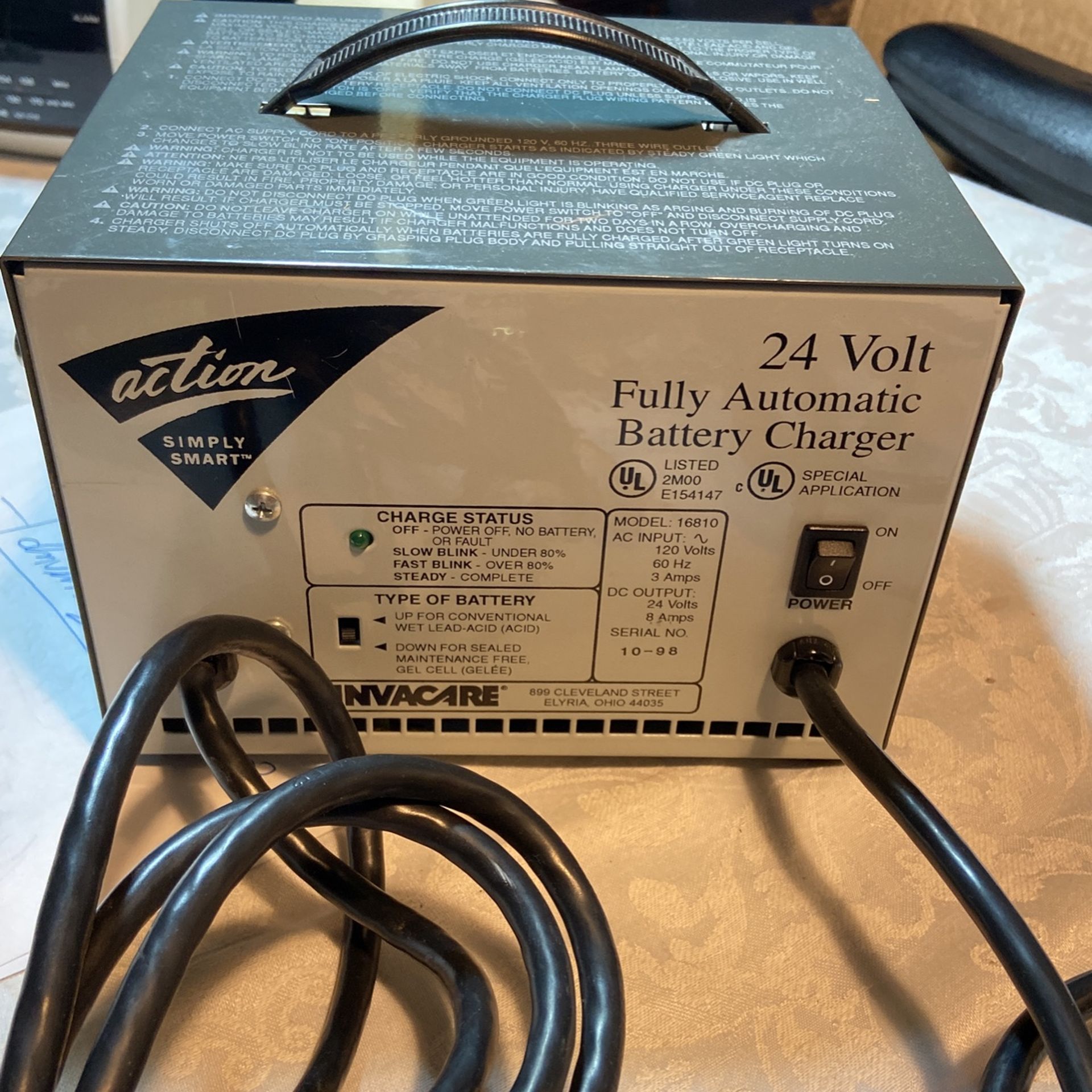 Invacare Action Simply Smart 24 Volt Wheelchair Battery Charger