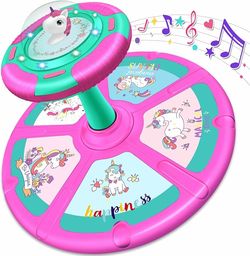 RMOKA Unicorn Sit and Spin Toy for Toddlers Girls Ages 1-3 2-4, Birthday Gift for 2 3 4 Years Old Girl, 360° Spin Seat Kids Indoor Interactive Sensory