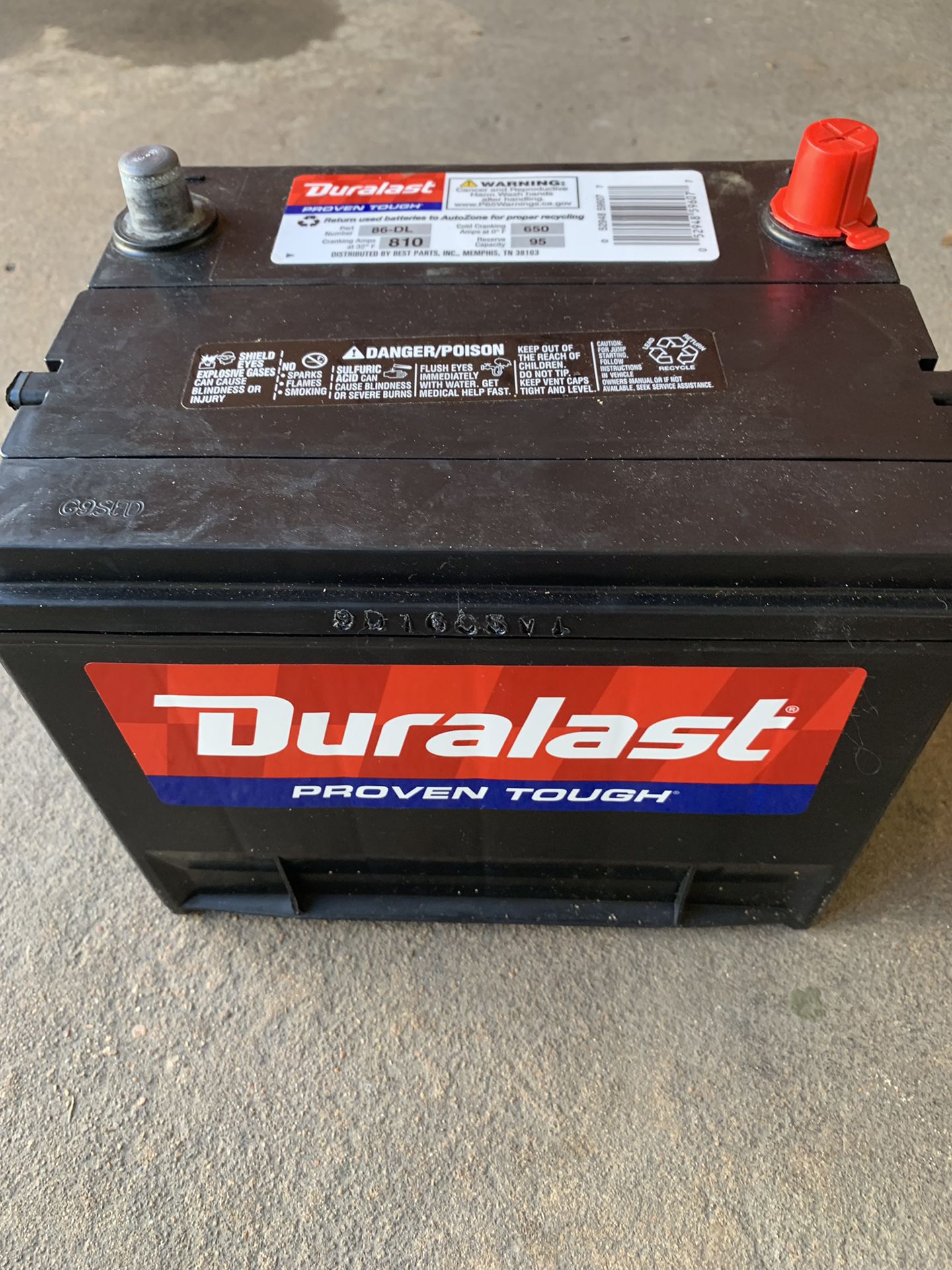 Duralast 86-DL Car Battery Brand New!