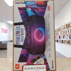 JBL Partybox On The Go With Microphone, Brand New - $1 DOWN TODAY, NO CREDIT NEEDED