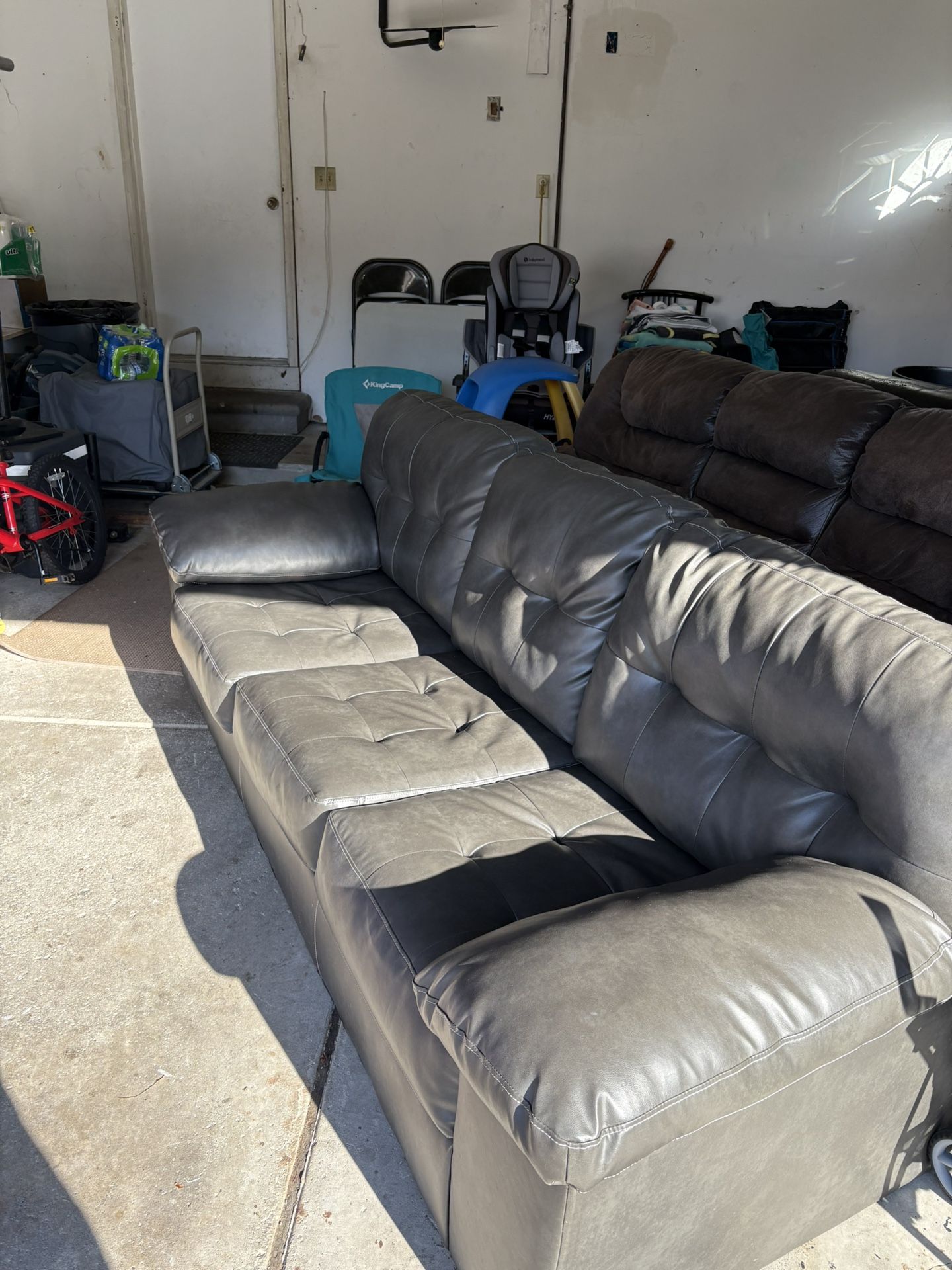 Free Delivery! Gray Faux Leather Sofa Couch