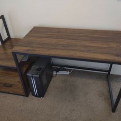 Computer Desk (Side Not Fully Assembled) and Chair