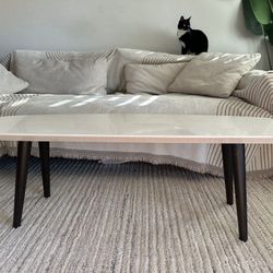 Mid Century Modern, White And Brown Coffee Table