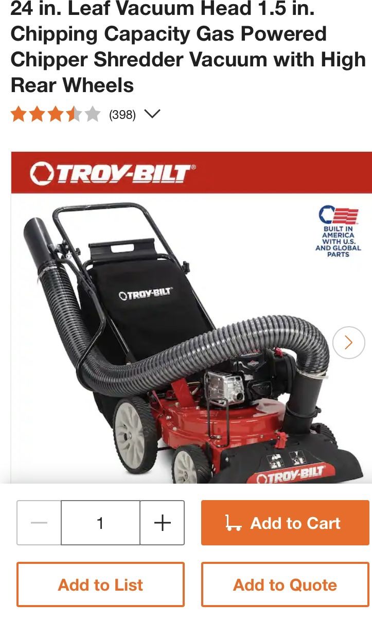 Troy Bilt Lawn Vacuum Chipper