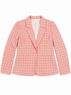 Pink Windowpane Check Blazer