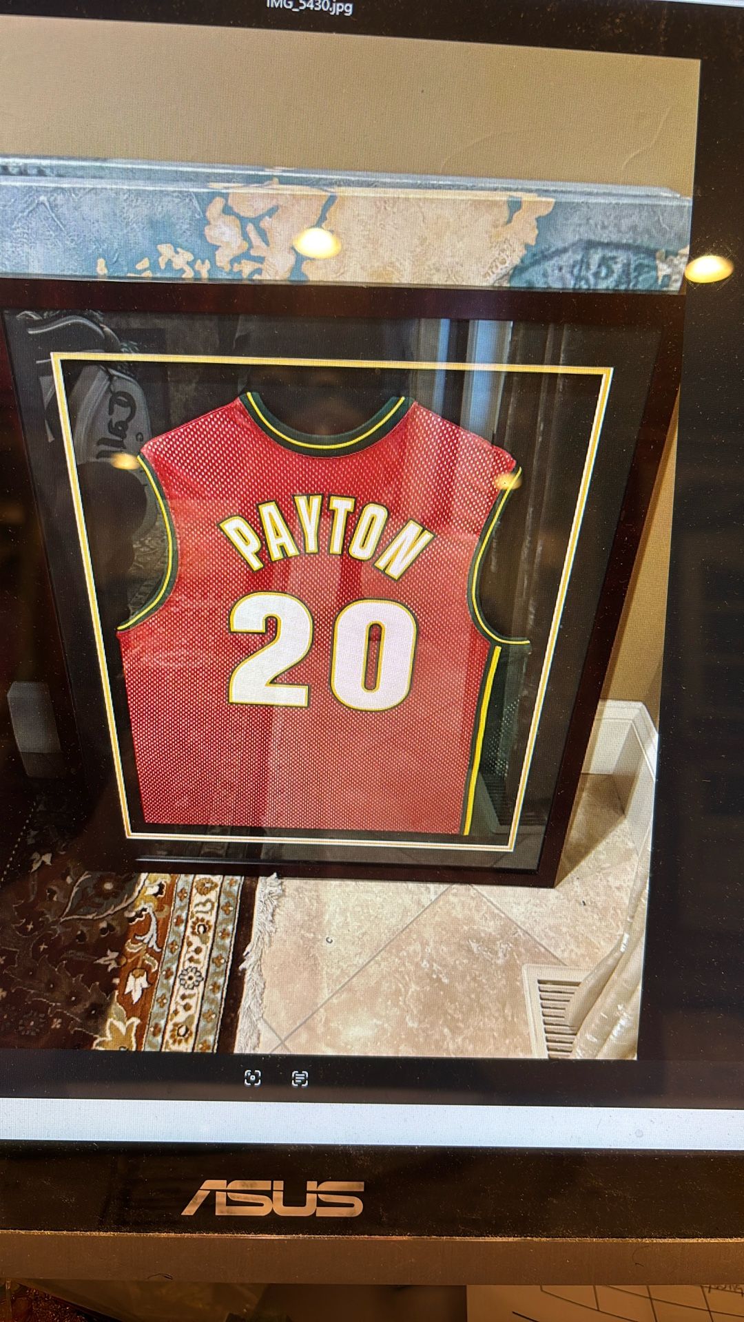 Gary Payton Framed Team Issued Alternate Road Jersey