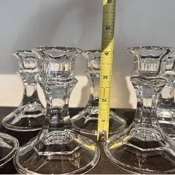 Lot of 6 Libby Clear Glass Taper Candle Holders Stick Candlesticks 
