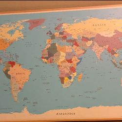 Large Framed World Map