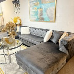 Grey Velvet Sectional