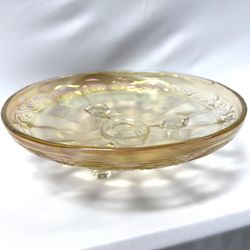 Vintage Iridescent Carnival Footed Glass Bowl