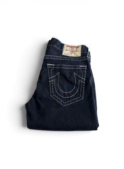 True Religion Denim Jeans Men’s 36 Dark Blue Slim Fit Pockets Horseshoe