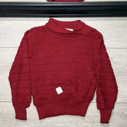 New Vintage 1970s Kids / Toddlers Burgundy Knitted Cardigan Sweater