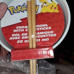 Box Lunch New 2025 Pokémon Ceramic Ramen Bowl With Wood Chopsticks 