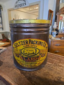 Antique Seltzer Lard Tin