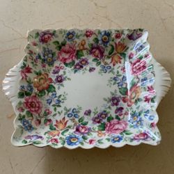 Antique Crown Staffordshire England Dish “Springtime” Pattern