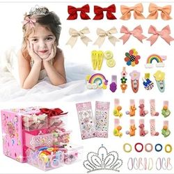 153 Pcs Hair Accessories for Girls - Bows, Baby Hair Clips, Cute Barrettes, Gifts for Teen Girls (2 to 10 Years Old)