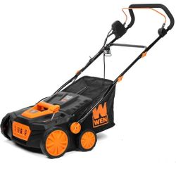 WEN 15-Inch 13-Amp 2-in-1 Electric Dethatcher and Scarifier with 12-Gallon Collection Bag (DT1315)

