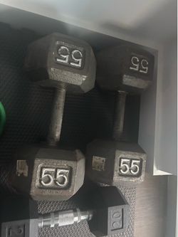 55 lbs Iron Hex Dumbbells