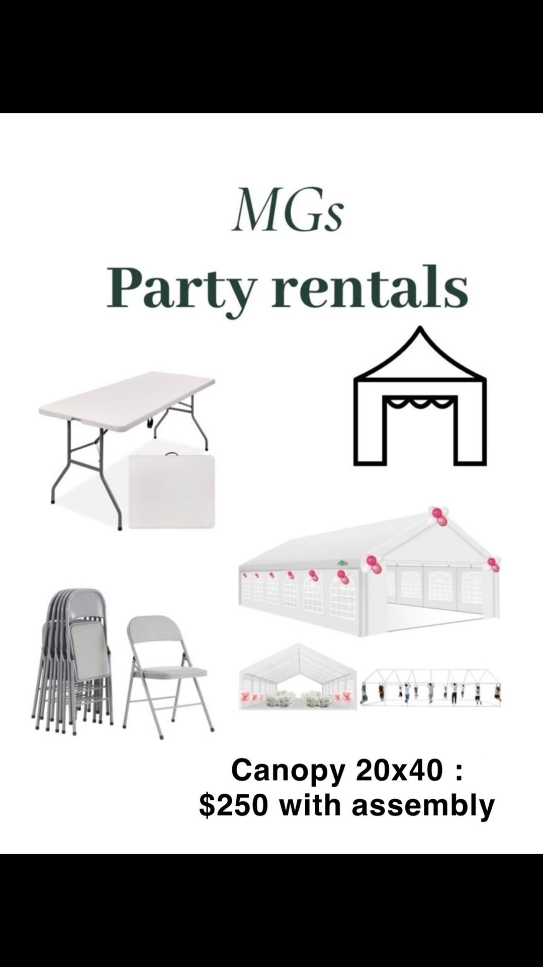 Canopy, Chairs , Tables