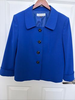 Tahari Royal blue button-down casual blazer style jacket size 12