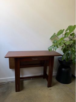 Wooden Drop-Leaf Desk with Drawer
