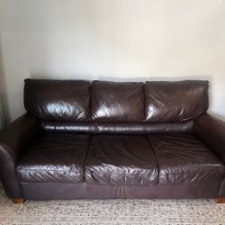 Genuine Leather Sleeper Pull-Out Couch – FREE Delivery