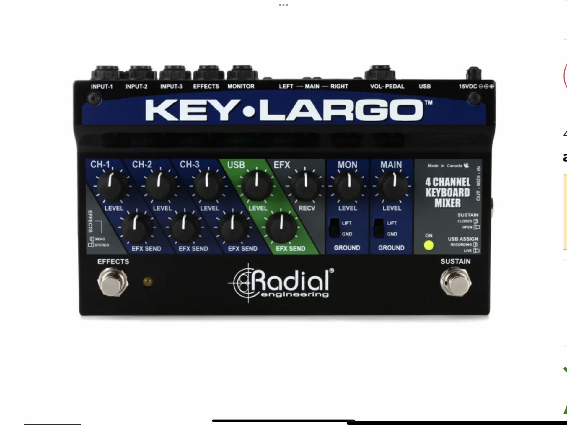 KEY -LARGO 4 channel keyboard mixer with midi 