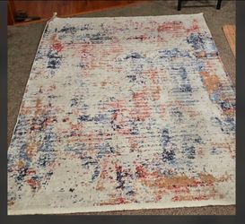 Pacific Décor Abstract Area Rug 5x7 (Cream/Blue/Rust)
