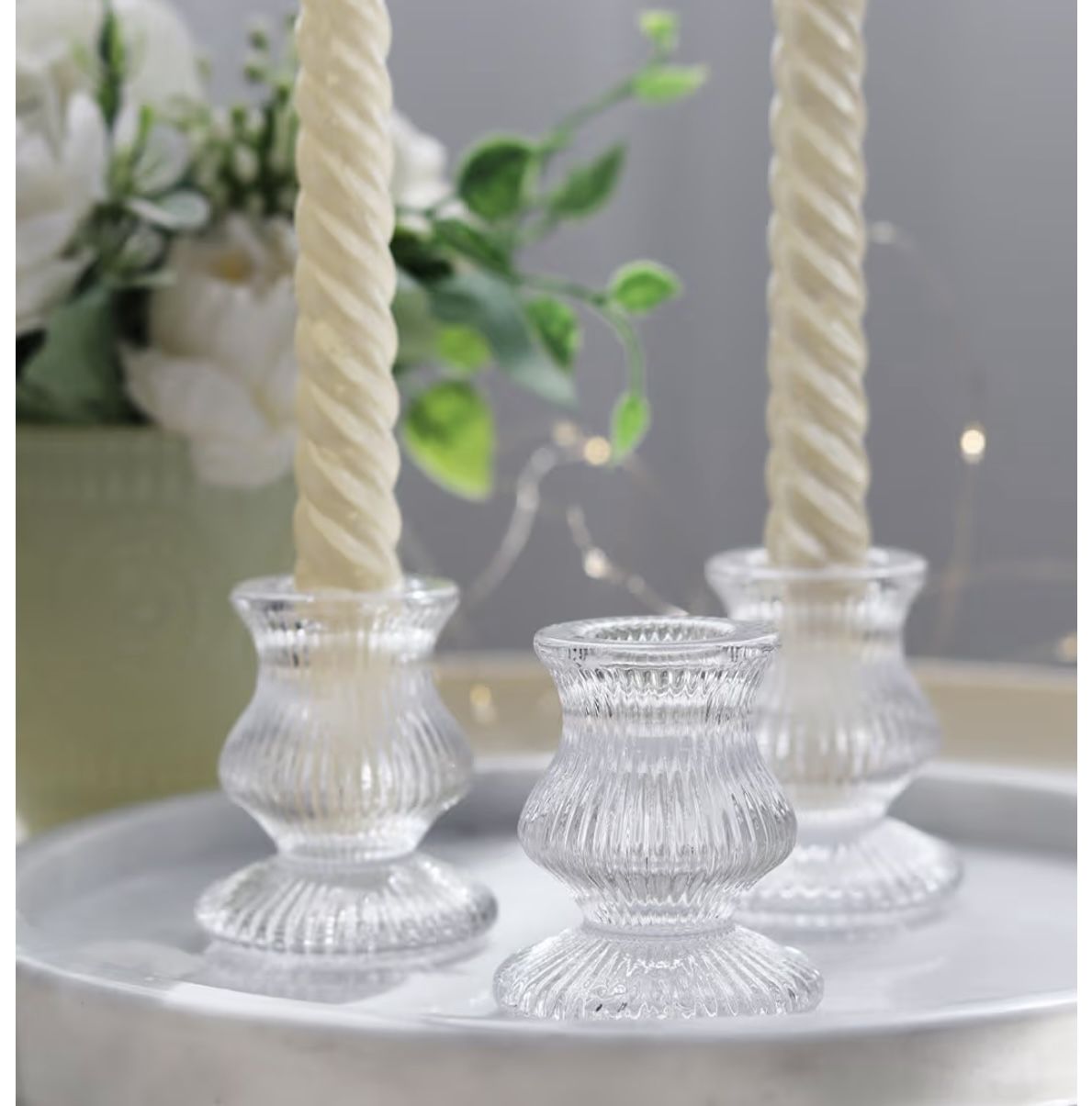 Clear Glass Candlestick Holders 12PCS Taper Candle Holders for Table Centerpiece