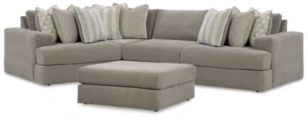 Avaliyah Ash 4-Piece Sectional and Oversized Accent Ottoman (Online Special Price)