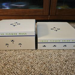 Avon Fresh Flower Mugs And Salad Plates