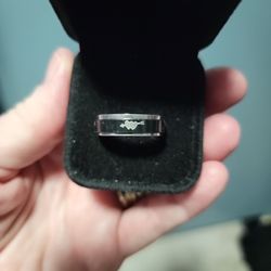 Mens Size 11 Stainless Steel Band Black And Silver