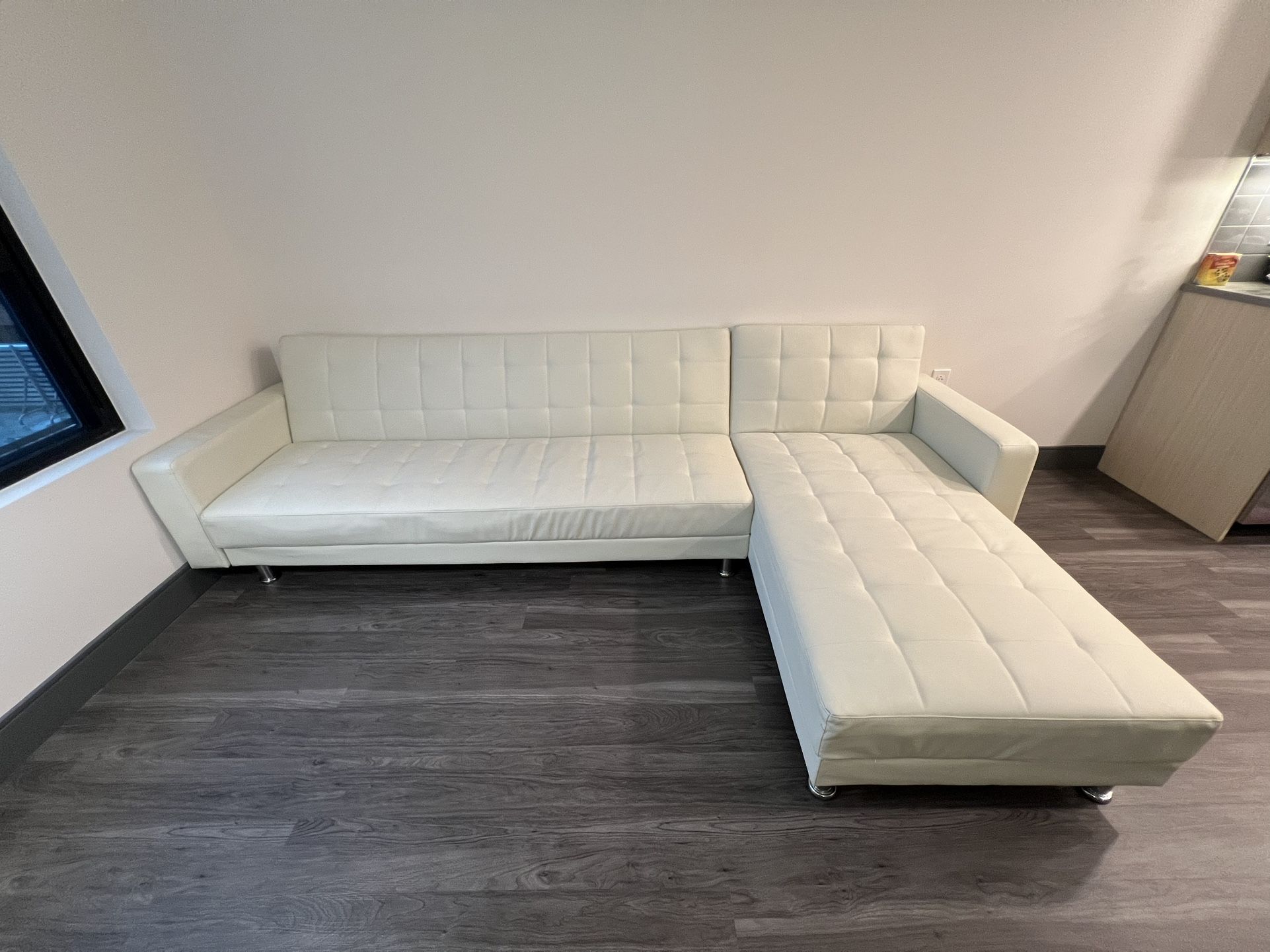 Faux Leather White Sleeper Sofa