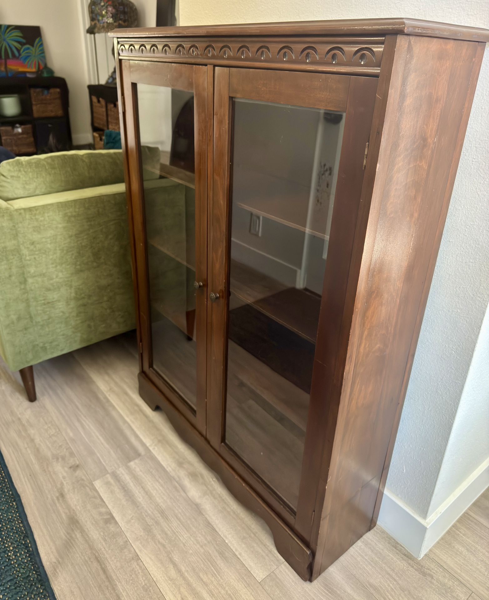 Antique Wood Display Cabinet