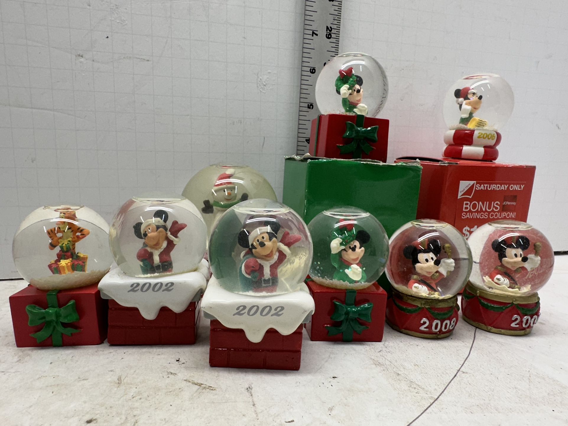 Lot of 9 Mini Disney MICKEY MOUSE Snowglobes 2002 2005 2010 #S7